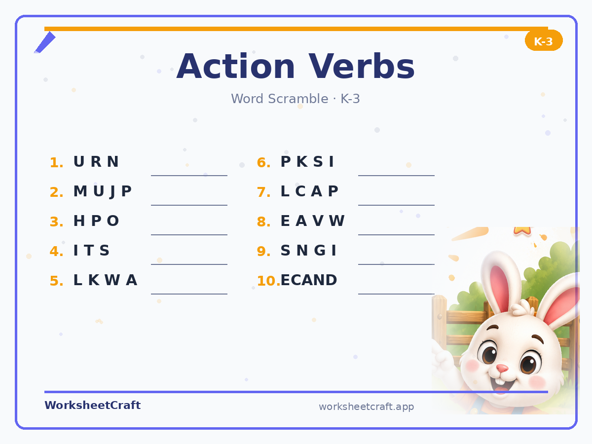 Action Verbs worksheets