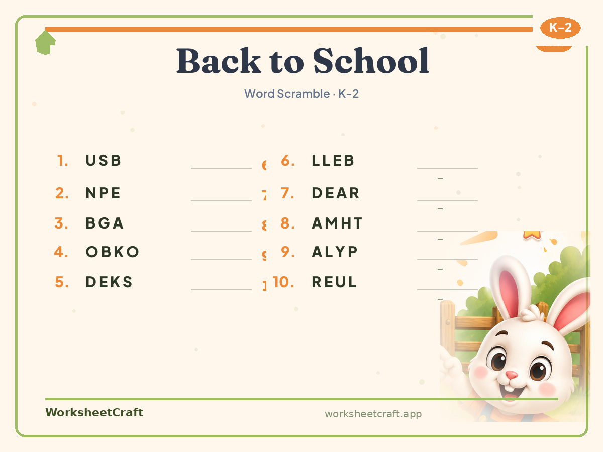 Back to School worksheets
