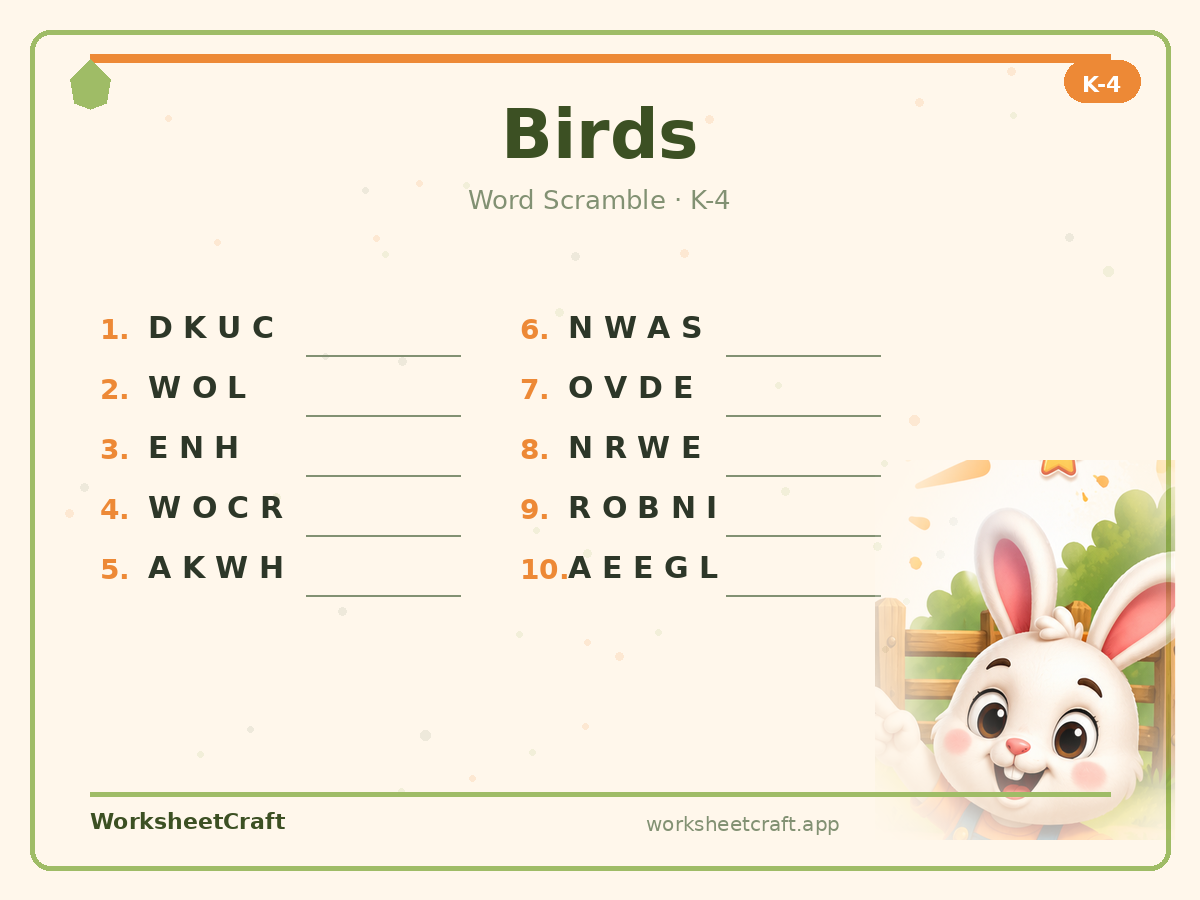 Birds worksheets