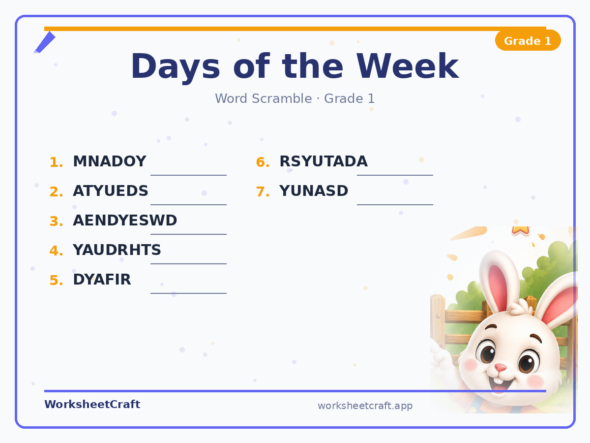Days of the Week worksheets