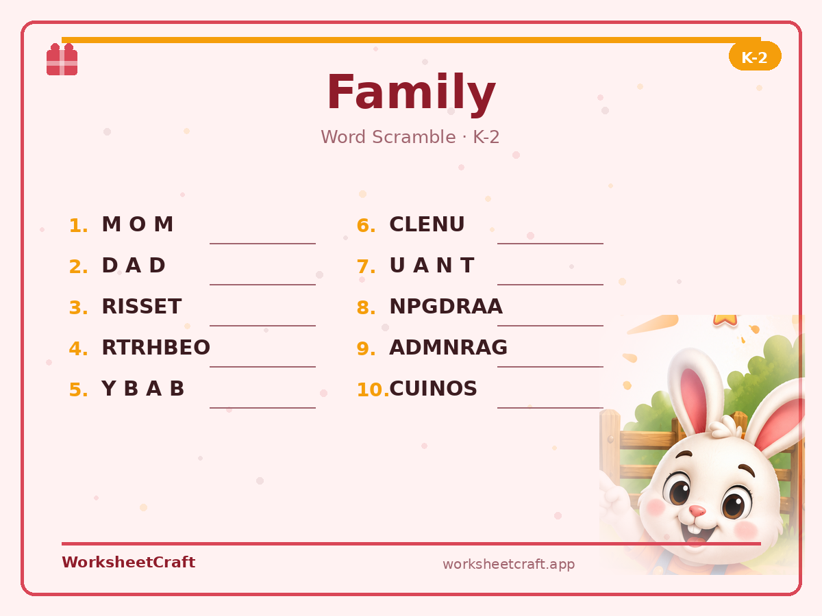 Family worksheets