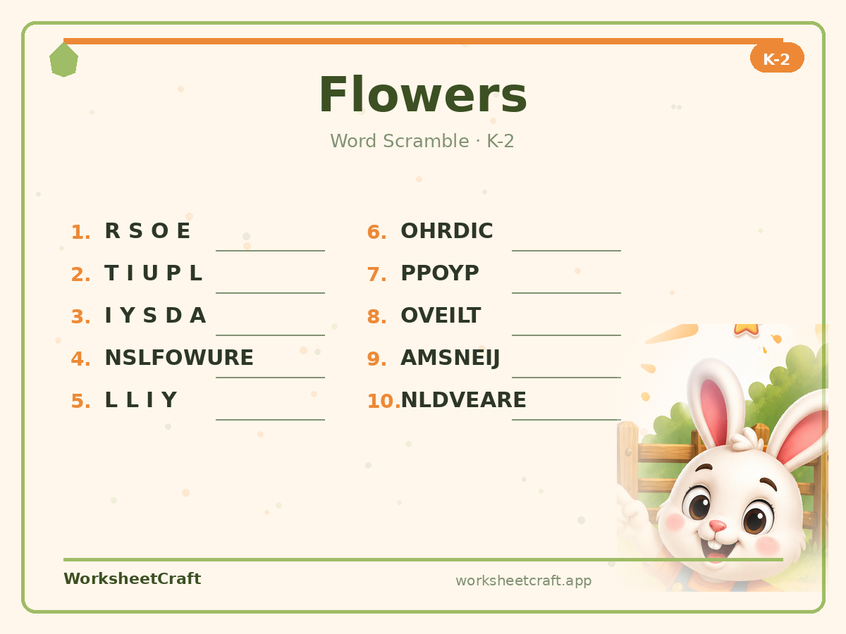 Flowers worksheets