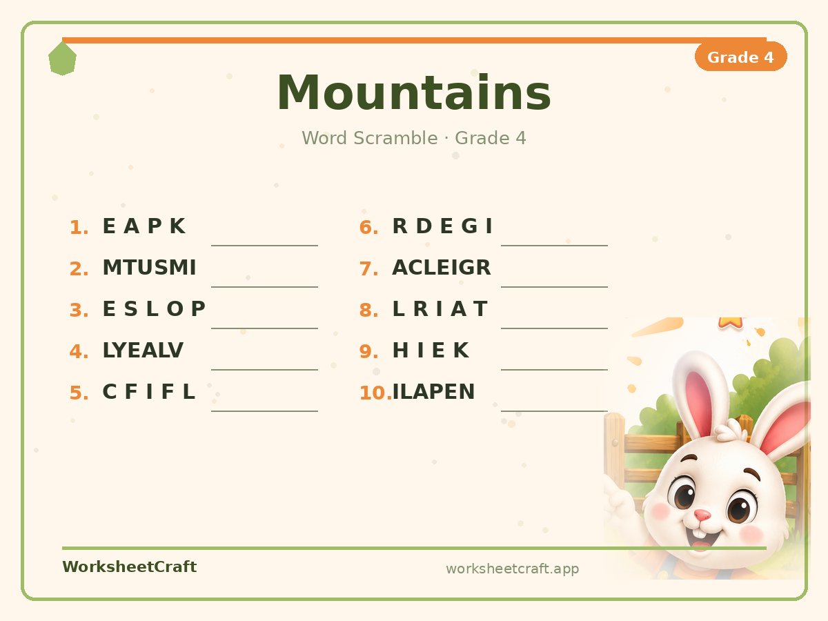 Mountains worksheets