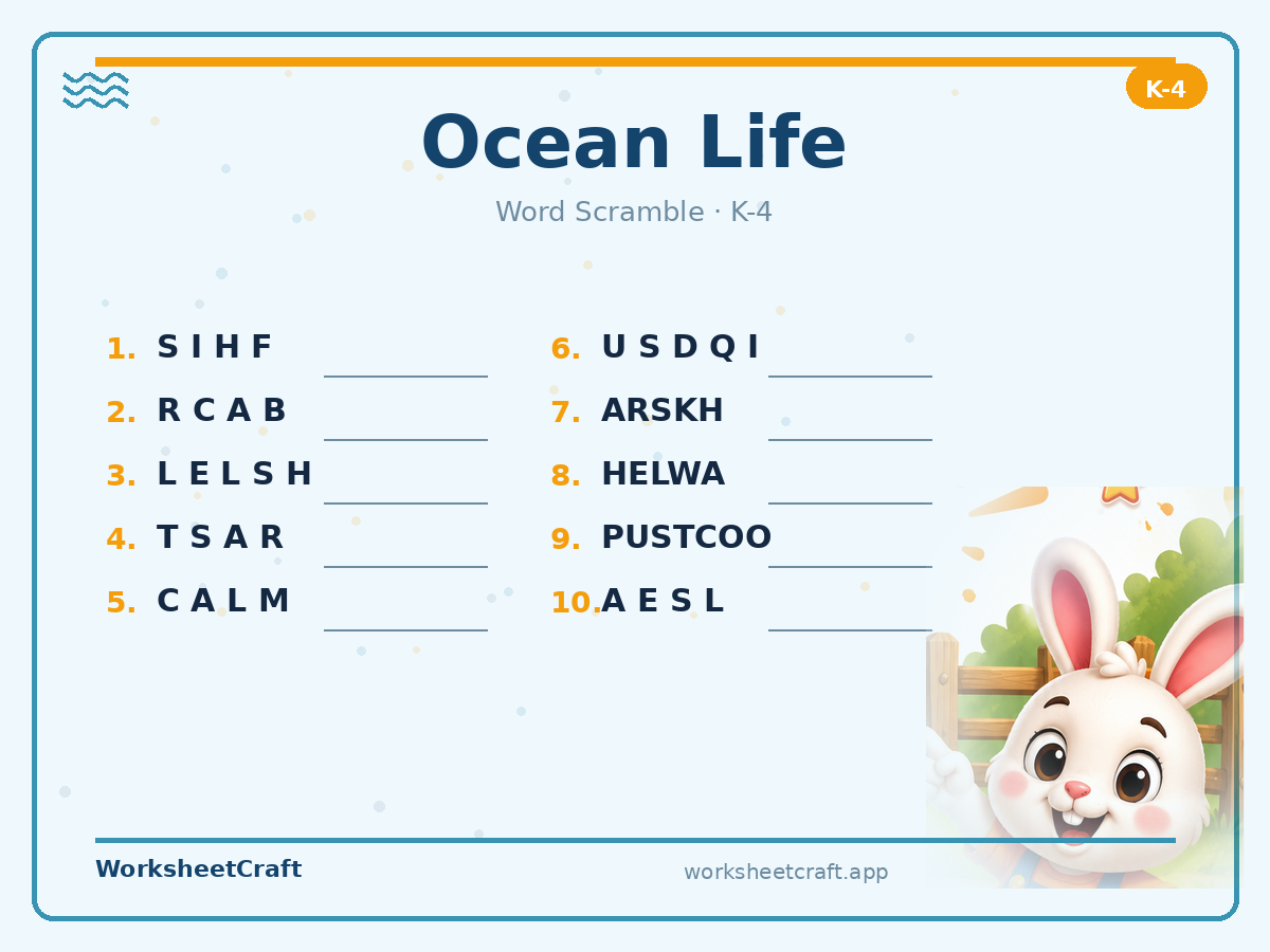 Ocean Life worksheets