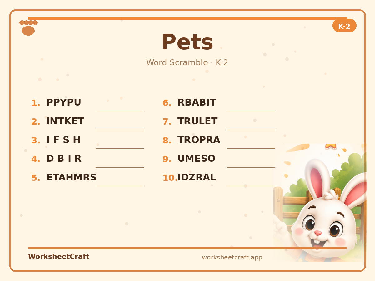 Pets worksheets