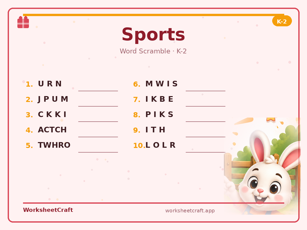 Sports worksheets
