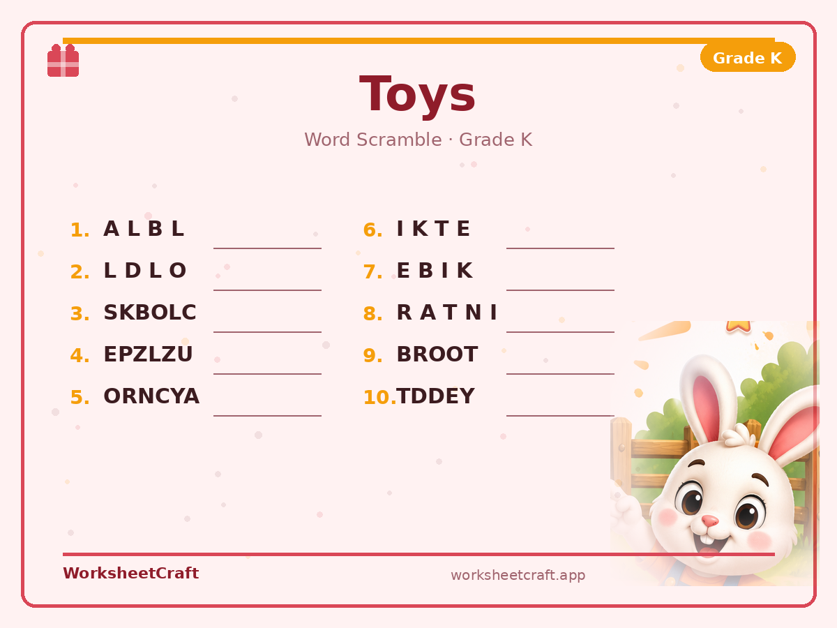 Toys worksheets
