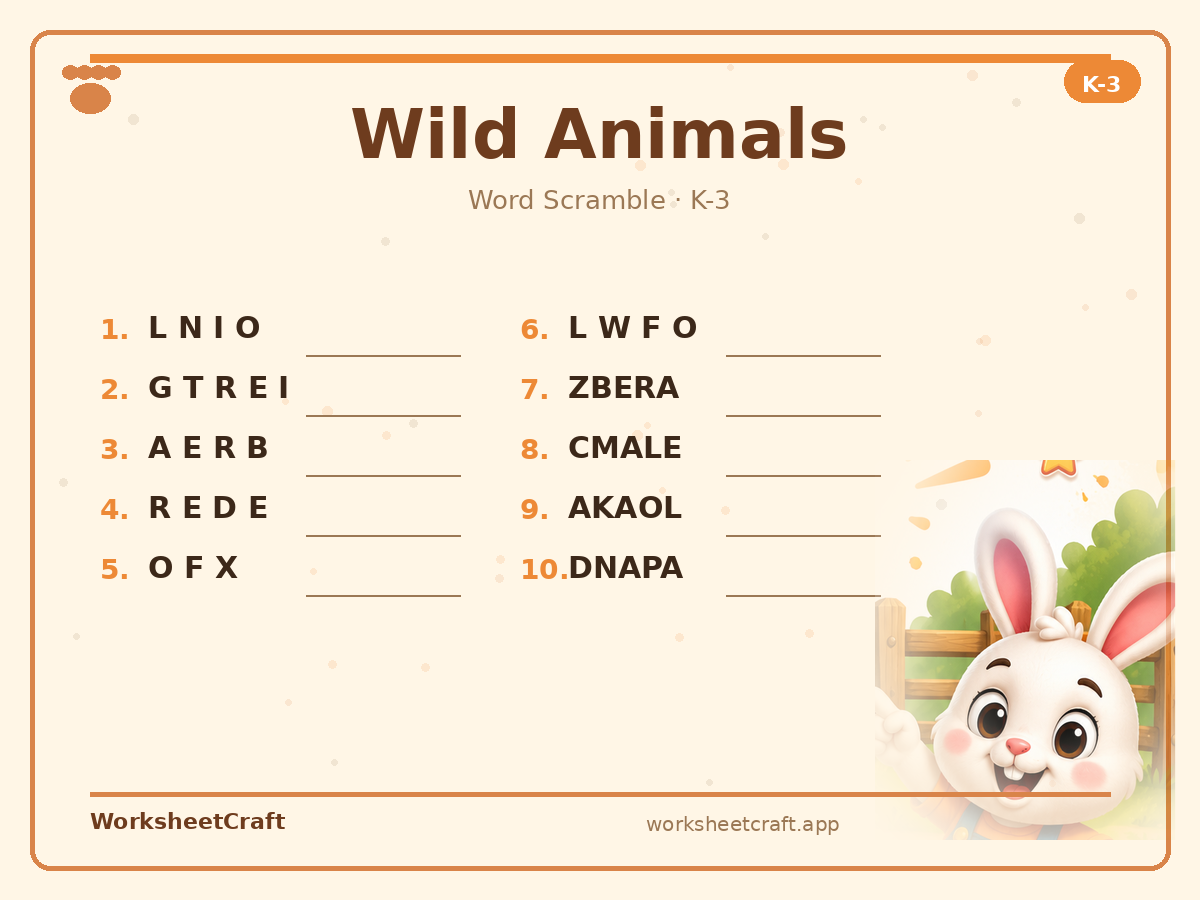 Wild Animals worksheets